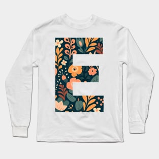 Whimsical Floral Letter E Long Sleeve T-Shirt